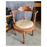 Blanket Stand Ornate Round Vintage Chair and wooden Wall Shelf