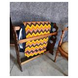 Blanket Stand Ornate Round Vintage Chair and wooden Wall Shelf