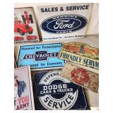 Lot of various metal Signs Ford, Fire Rescue, Chevy, and more