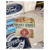 Lot of various metal Signs Ford, Fire Rescue, Chevy, and more