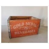 RARE Solid Gold Medal Beverages Wooden Box with Great color and Patina