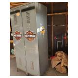 Large Connected Lockers with Harley Davidson Magnets Good Solid Preowned Condition - Sturdy!