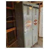 Large Connected Lockers with Harley Davidson Magnets Good Solid Preowned Condition - Sturdy!