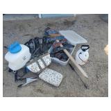 Large Lot of Garden Accecories Sprayers, Solar Lights Sheeres Weed Puller and much more