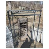 Storage organizer lot  Metal Basket Storage with Slide out Drawers, Shoe Cubby, Clothing Rack, and Dirty laundry organizer