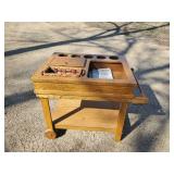 Wooden Butler Beverage Cart in Great Condition with Wooden Wheels