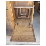 Antique Solid Victorian Transitional Secretary Display Cabinet With Glass Shelves