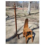 Wooden Oak Coat Rack and Transitional Ironing Board,  Folds from Chair to Step Stool to Ironing Board