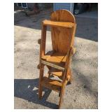 Wooden Oak Coat Rack and Transitional Ironing Board,  Folds from Chair to Step Stool to Ironing Board