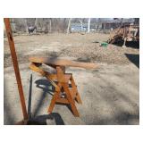 Wooden Oak Coat Rack and Transitional Ironing Board,  Folds from Chair to Step Stool to Ironing Board