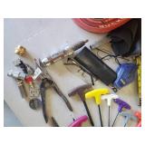 Lot of Various Tools  T-Handle Hex Wrenches Microfiber Towels, Snips and so much more all in a 5Gal Firehouse Subs Bucket