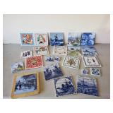 Various Tile Lot  Made in Holland Hand decorated By Ter Steege bv, Delft, and others
