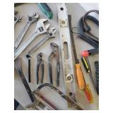 Lot of various Tools Hand Saw, Wrenches, Cresent Wrenches, Level and much more