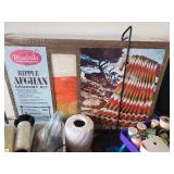 Look At this Lot  Tons of Sewing/Crafting Accessories with a Vintage Never opened Afghan Crochet Kit