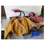 Welders Helmet & leather Welders Jacket Craftsman rolling Seat and More
