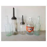 LOOK at this Vintage Bottle Lot, Vintage Polarine Standard Oil Glass Bottle, A&W, Schmidt and Hamm
