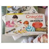 Great Sewing Craft Lot with Vintage Crayola Color Drawing Set