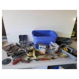 Various Lot of Misc Tools,  Hammers, Sockets, Drill Bits Comes with Plastic Tub