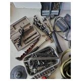 Various Lot of Misc Tools,  Hammers, Sockets, Drill Bits Comes with Plastic Tub