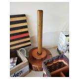 Household Décor Lot Wooden Carved Flag, Vintage Dress/Clothes pin Bag, Lots of unused Greeting Cards and much more