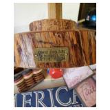 Household Décor Lot Wooden Carved Flag, Vintage Dress/Clothes pin Bag, Lots of unused Greeting Cards and much more