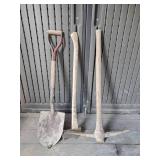 Solid Shovel, Pick Axe, and Axe