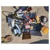 Large Lot of So Much Stuff   Hydraulic Jack, Electrical Box, Tools, tire Testers and so much more