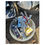 Large Lot of So Much Stuff   Hydraulic Jack, Electrical Box, Tools, tire Testers and so much more