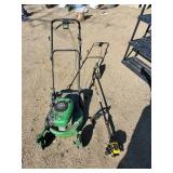 John Deere Push Lawnmower and Weed eater   Mower Works Weed Eater Needs work