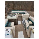 Boat Apache Seamaster Deck Boat with Evinrude 200HP Vindicator Outboard Motor and Stainless Steel two Axel Trailer