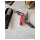 Tool Belts with some Random Tools, Bear MGC Pocket Knife, Husky Box cutter, and More