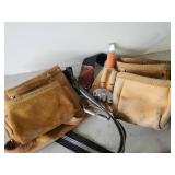 Tool Belts with some Random Tools, Bear MGC Pocket Knife, Husky Box cutter, and More