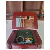 Gorgeous Tall Jewelry Armoire Cabinet with some Misc Costume Jewelry, year 2000 Disney Pins, and Beautiful Turquoise Necklace & Earrings