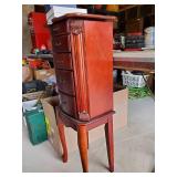 Gorgeous Tall Jewelry Armoire Cabinet with some Misc Costume Jewelry, year 2000 Disney Pins, and Beautiful Turquoise Necklace & Earrings