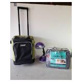 Rolling Coleman Cooler, Awesome Never used Weighted Comfort Blanket and Desk Lamp
