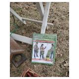 Small Garden Table with Garden Items, Awesome Rolling Garden Chair Birdhouse Garden Tools and more