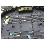 Outdoor Sport Lot with Apex Camo Bow With Case and Arrows With Two Targets Fishing Rods-Case-and More