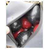 Outdoor Game Lot  Bag Board, Bags in Vintage Dupont Dynamite Box, Croquet and Bocce Ball