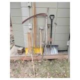 Outdoor Lawn and Garden Lot of Various Items with Vintage Wooden Folding Cloths Dryer