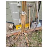 Outdoor Lawn and Garden Lot of Various Items with Vintage Wooden Folding Cloths Dryer