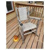 Handmade Rocking Chair made of Wood Logs and bird Feeder