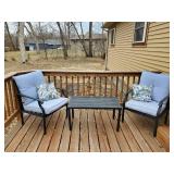 Deck Furniture with Cushions and Pillow Two Chairs Coffee Table and Love Seat