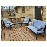 Deck Furniture with Cushions and Pillow Two Chairs Coffee Table and Love Seat