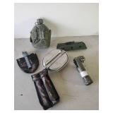Authentic Military Items Folding Shovel, Flashlight Canteen and More