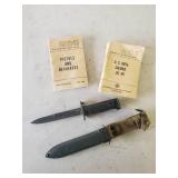 Real Deal War Dept Field Manuals, And Military Bayonet with Sheath