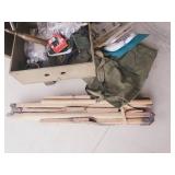 LARGE Military Lot, Military 2-tiered Wooden Box, Folding Cot with foam pad, Large Ammo Shell, Patches, And SO Much More