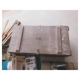 LARGE Military Lot, Military 2-tiered Wooden Box, Folding Cot with foam pad, Large Ammo Shell, Patches, And SO Much More