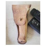 Vintage U.S Leather Gun Holsters Enger-Kress and 2 knife Clip on Sheaths