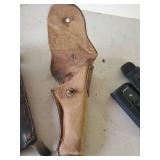 Vintage U.S Leather Gun Holsters Enger-Kress and 2 knife Clip on Sheaths