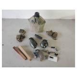 Authentic Military Lot with Hollowed out Grenades, Canteen, U.S. Locks and More